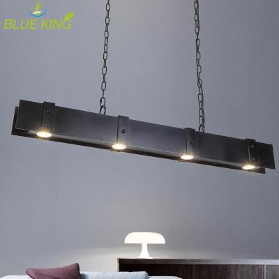 China Europe Brief Design Industrial Modern Single Track Rectangle LED Hanging Lamps Living Room Restaurant Hanging Lighting Black for sale