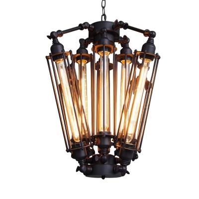 China Vintage Modern Industrial Metal Bulb Edison Cage Pendant Light for Dining Room Loft Adjustable Retro Chandelier Hanging Lamp for sale