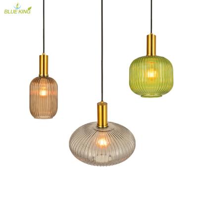 China Modern Simple Contemporary Antique Pendant Lamp Light Holder E27 Green Gray Glass Shade Dining Lamp Pendant Lights for sale