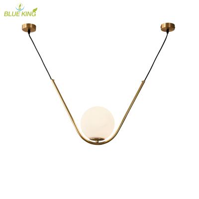 China Modern Nordic Modern Hotel Lighting Brass Chandelier Lamp Gold Glass Ball White Wedding Led Pendant Lights For Restaurant Cafe for sale