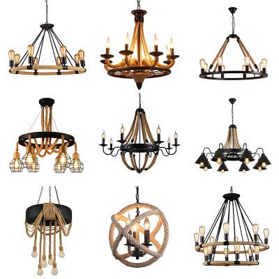 China Industrial Vintage Professional Handmade Pendant Lamps With Hemp Rope Iron Light for sale