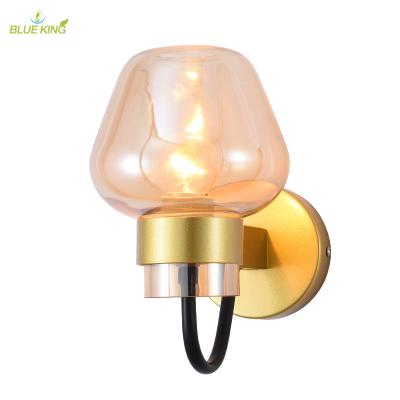 China Modern Minimalist Creative Indoor Led Fancy Lights Glass Wall Lamps Staircase Living Room Wall Lights for sale