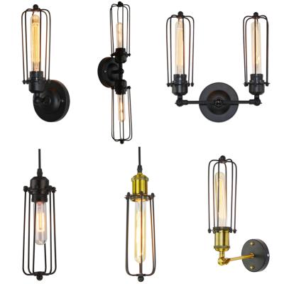 China Zhongshan Factory Vintage Iron Industrial Long Tube Light Indoor Cheap LED Black Wall Lamps 2*E27 Bulbs for sale