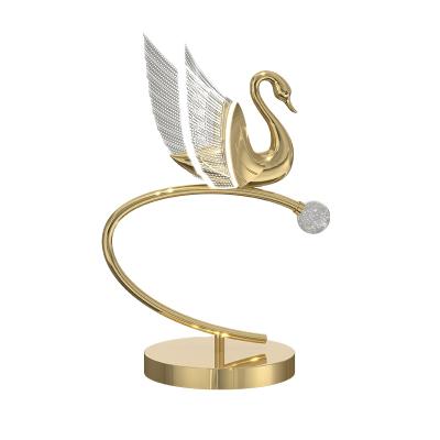 China Factory Sale Zhongshan Swan Design Modern Led Table Lamp Luxury Mounted Elegant Gold Aluminum Alloy Bedroom Hotel Table Light for sale