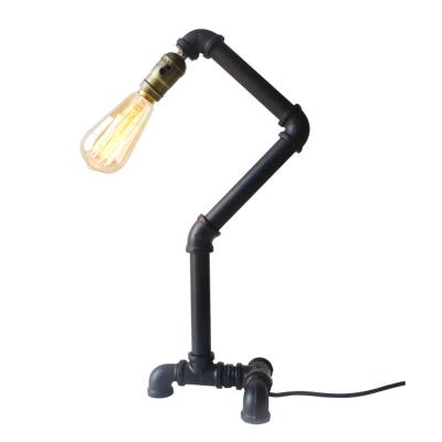 China Cheap industrial loft metal water pipe bar table lamp with EU plug for cafe decoration for sale