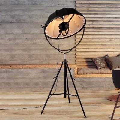 China Industrial Nordic Studio Loft Retro Designer Simple Creative Tripod Floor Lamp Standing Black Lampshade for sale