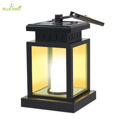 China Without Electricity Solar Lanterns Metal Outdoor Hanging Solar Candle Lanterns LED Waterproof Solar Garden Light for sale