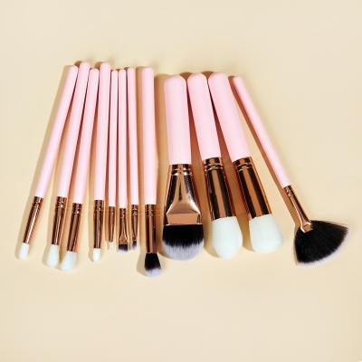 China Angular blush private label eyelash custom eye blush pink natural hair makeup 15pcs set brush for sale