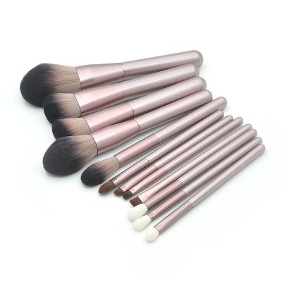 China Angular Blush 12pcs Grape Color Makeup Brush Set Custom Brand Logo Foundation Powder Eyeshadow Eyebrow Brush Kit for sale