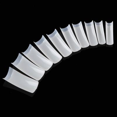 China 500PCS/Bag Square Soft And Thin Transparent False Nail Art Tips ABS Shape Women Full Cover Finger White Round Nail Tips Artificial Nail Tip for sale