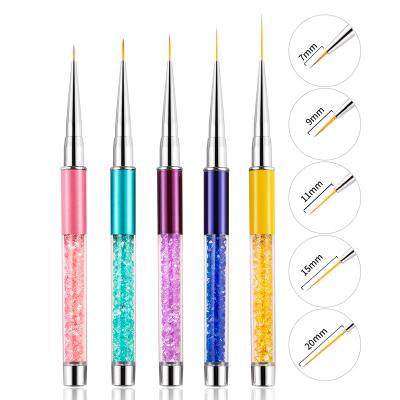 China 7/9/11/15/20mm Nail Art Liner Fine Brush Painting Drawing Carving Pen Flower Manicure Metal Crystal Acrylic UV Gel Tip for sale