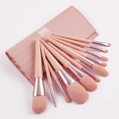 China Angular Blush 11Pcs Makeup Brush Set Eyeshadow Pink Eyebrow Brush Beauty Make Up Concealer Pencil Cosmetics Blending Tool With Bag for sale