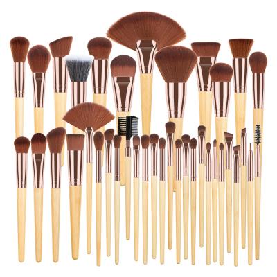 China Angular Blush 40pcs Mini Wooden Makeup Brush Set Color for sale