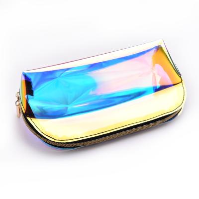 China Angular Blush Custom Glitter Waterproof Cosmetic Pouch Zipper Bag Holographic Makeup Brush Bag TPU Bag for sale