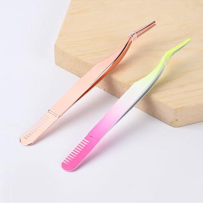 China Custom Stainless Steel Logo Mounted Gold Volume Stainless Steel Applicator Private Label Eyelash Extension Tweezers for sale