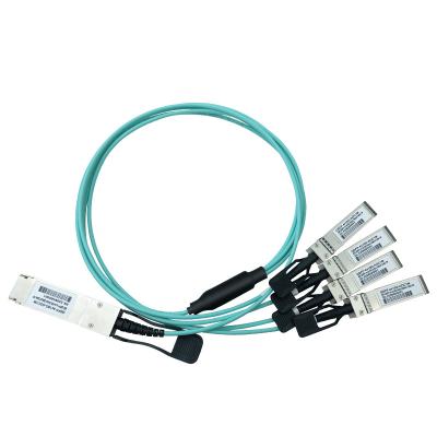 China 40g Qsfp+ To 4x10g Sfp+ Aoc Breakout Cables 1m 3m 5m 100m Ddm Om3 Active Fiber Optic Transceiver SFP Aoc Cable QSFP-4X10G-AOC-1M for sale