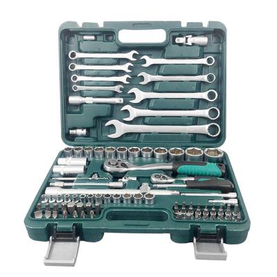 China Auto Repair Socket Set CRV 82 PCS Kit Socket Set Mechanical Auto Repair Wrench Tool Kit Box for sale