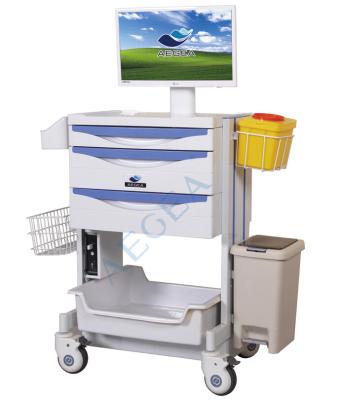 China Emergency Traditional ABS Hospital Battery Power Mobile Computer Medical Office Cart for sale