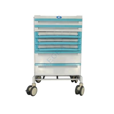 China Colorfull AG-WNT001 Hospital Drug Storage ABS Emergency Nursing Mobile Workstation Used Medical Trolley With 7 Drawers for sale