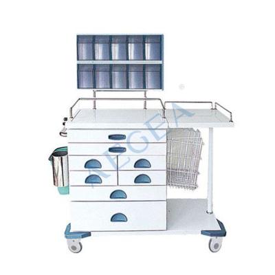 China Traditional Multifunctional Hospital Nurse Anesthesia Workstation Medical Drawers AG-AT017 Trolley for sale