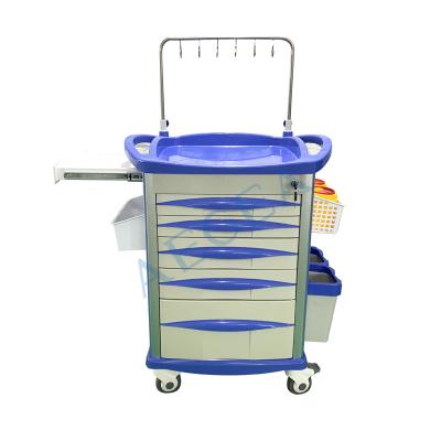 China Manufacturer AG-P6 traditional professional multifunctional ABS nurse trolley medical transfusion cart with casters for sale