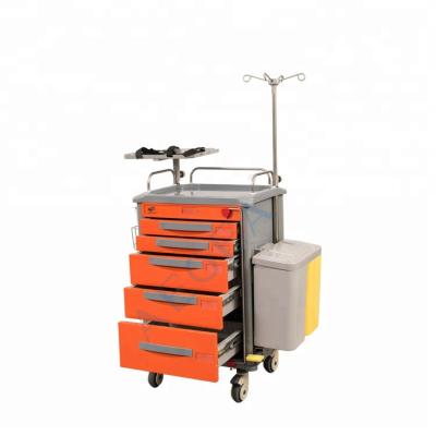 China Traditional ABS AG-ET018 Inpatient Accident Care Trolley Medical Emergency Trolley Material Care Trolley For Sale for sale