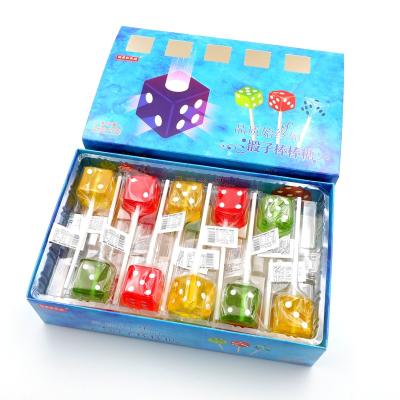 China colorful dice shape cube hard lollipop candy with fruit flavor Te koop