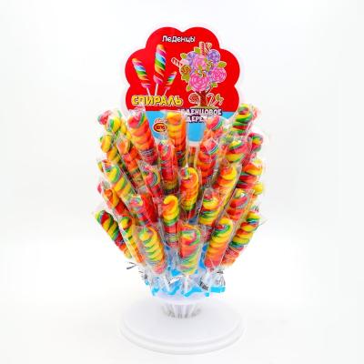 China halal handmade rotating twist stick lollipop wave swirl sweet rainbow lollipop candy tree à venda