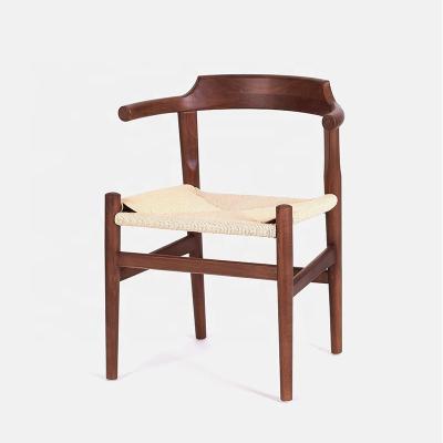 China Factory Supply Super Comfortable Antique Dining Room Paper Rope Chair Restaurant Solid Wood Armchair CH-377 for sale