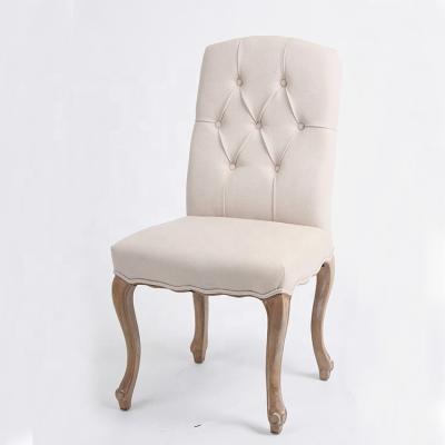 China Super Comfortable Hand Carved Classic Wood Fabric Button Chair Restaurant Furniture Wood Back Furniture (CH-987-Oak) for sale