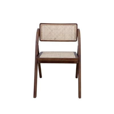 China Rustic European Style Cane Back And Seat Dining Chair Restaurant Chairs Solid Wood Used Armchair for sale