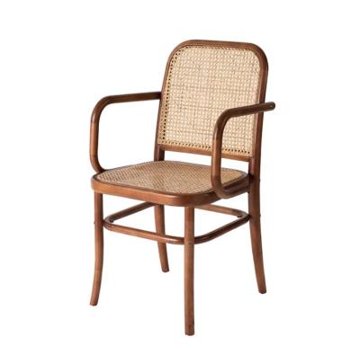 China Factory supply traditional antique wooden rattan chair/dining chair cane restaurant back armchair CH-505 for sale