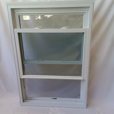 China Moderne normen Op maat gemaakte UPVC dubbel gehangen glas venster gehard glas Te koop