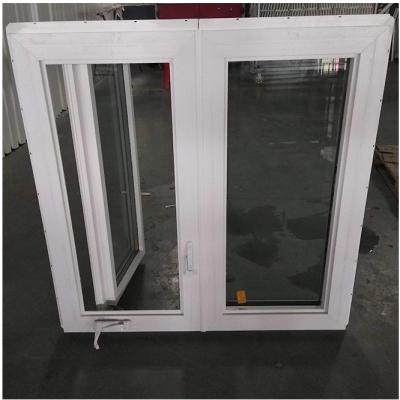 China PVC Plastic Casement Window Door Double Tempered Glass Crank Open for sale