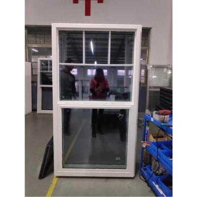 China Tempered Glass UPVC Single Hung Window American Style Profile PVC Sliding Vinyl Window for sale