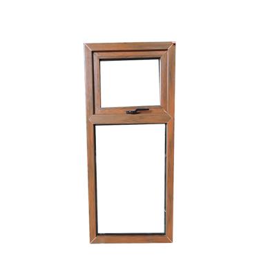 China Wooden Color Tempered Glass Aluminum Awning Window Top Hung for sale