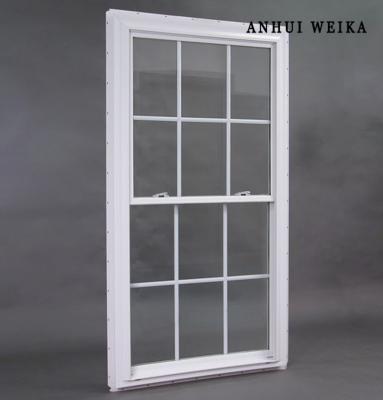 China Easy Maintenance And Pvc Grid Design Vinyl PVC Upvc Plastic UPVC Double Hung Window for sale