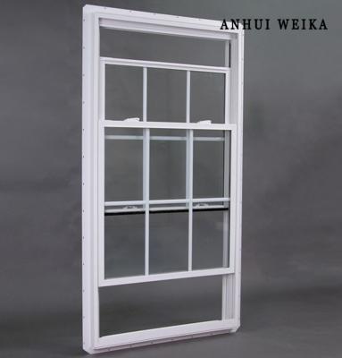 China Glass Grid Pvc Design Vertical Sliding Window UPVC Double Hung Windows for sale