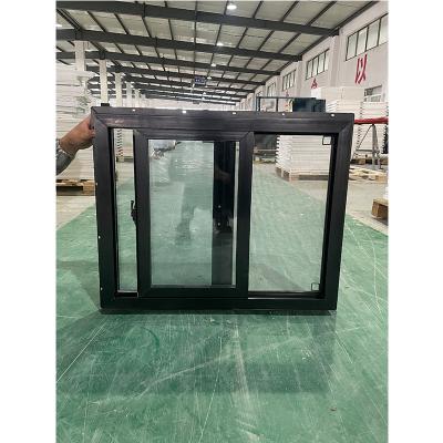 China Fly Screen Black UPVC American Single Sliding Window With FiberGlass Screen Netting Material for sale