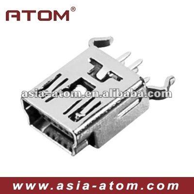 China Automotive mini usb connector, 5pin through 180 degree B hole smt (mini usb panel type) for sale