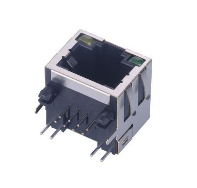 China Hot Selling Cheap Custom PowerLEDElectrical Equipment Network Port Socket Magnetics 2x1 Rj45 Custom Connector Jack With Led for sale