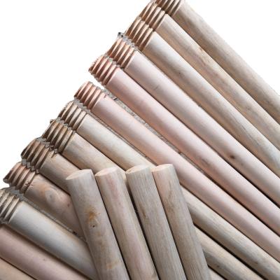 China Viable A Quality Straight 100% Bare Wooden Broom Handle Brush Handle Natural Wooden Broom Stick for sale