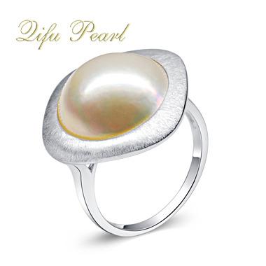 China Pearl Jewelry Simple Design Big Value 925 Silver Mabe Pearl Ring for sale