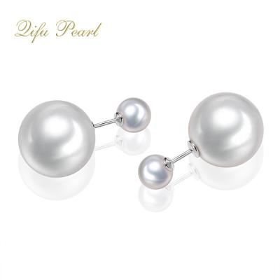 China 925 Silver Silver Fashion Big Shell Design Double Pearl Stud Earrings for sale