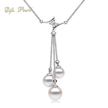 China Vintage 5.5-7.5mm Freshwater Pearl Necklace Factory Wholesale Price 925 Silver CZ Necklace for sale