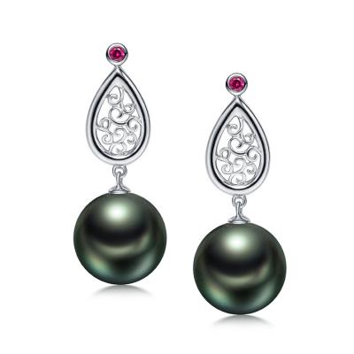 China Tahitian CLASSIC Silver Black Pearl New Style 925 Traditional Earring for sale