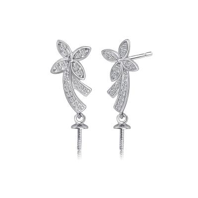 China African Vintage Qifu CZ Long Earrings Silver 925 Bridal Earrings 10.5-11mm Pearl Backing Price Only for sale