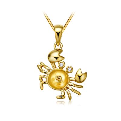 China CLASSIC crab shape animal qifu pendants custom glazed pendant mounting fits for 7.5-8mm mother of pearl for sale