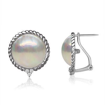 China Wholesale 925 Silver Mabe Pearl Clip Earring Rising HE100603 for sale