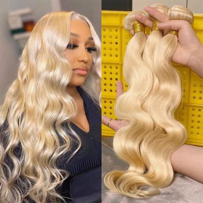 China 100% Virgin Hair Brazilian Human Cuticle Aligned Virgin Hair Blonde Weave Bundles With Lace Closure Frontal Extension Hd Sellers for sale